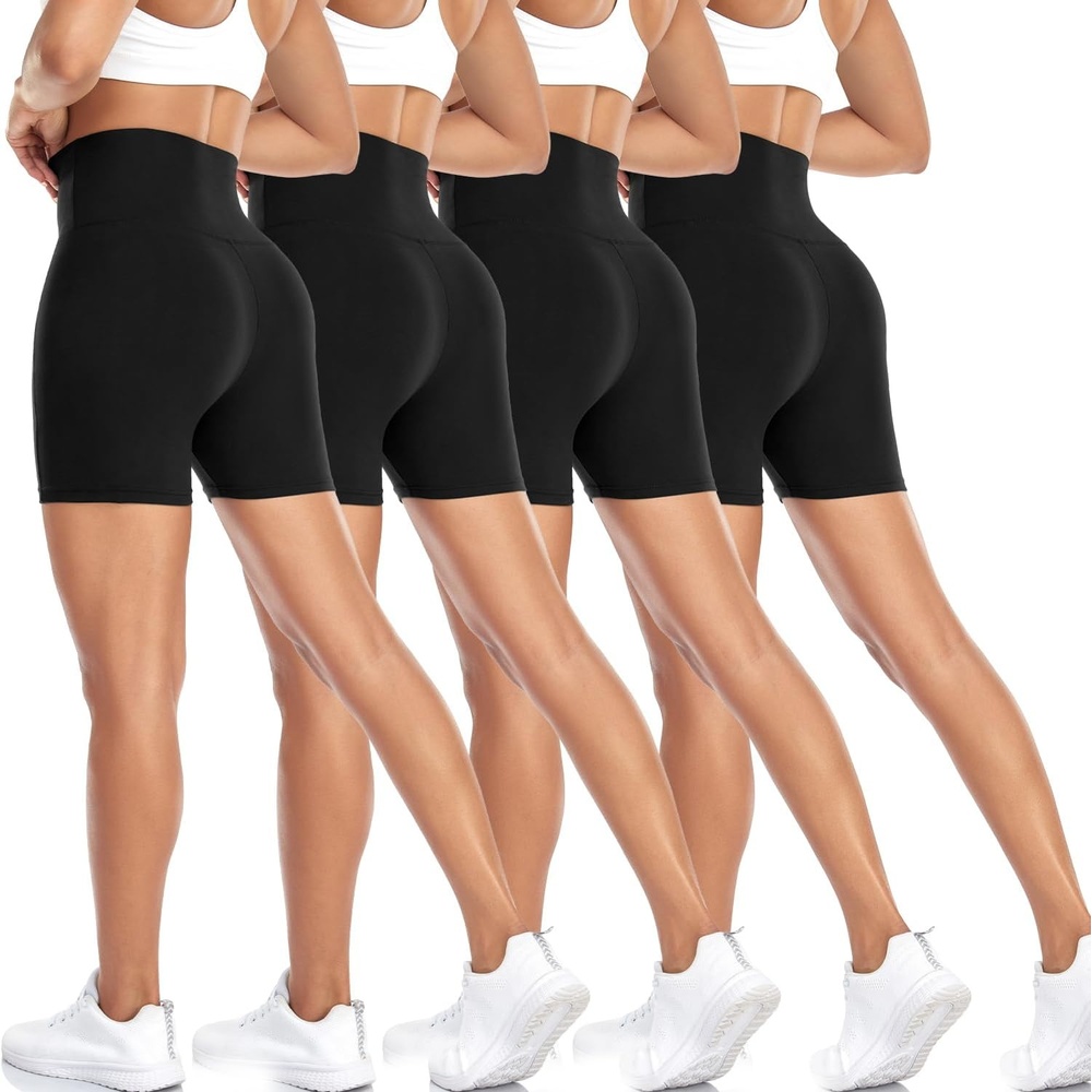 image:imageAoliks 4 Pack 85 Biker Shorts Women Tummy Control High Waisted Workout Gym Shorts for Athletic Yoga Running