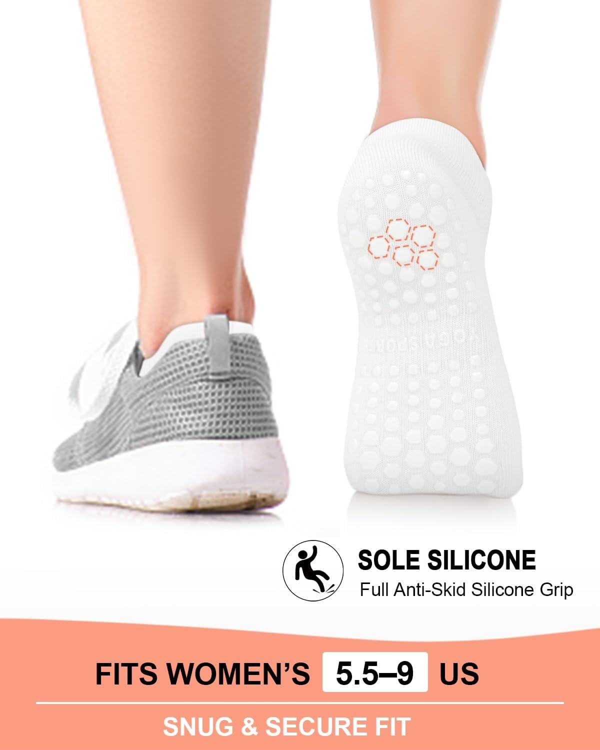 image:imageAoliks 6 Pairs Pilates Grip Socks for Women Nonslip Yoga Athletic Socks for Barre Ballet Barefoot Workout HospitalMulticolor 012