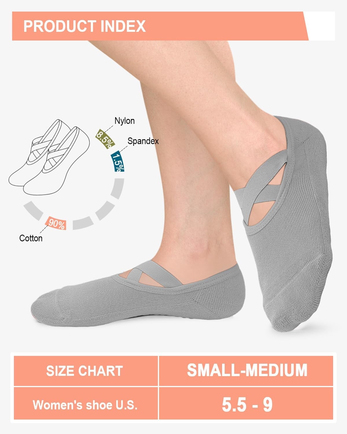 image:imageAoliks 6 Pairs Pilates Grip Socks for Women Nonslip Yoga Athletic Socks for Barre Ballet Barefoot Workout HospitalMulticolor 0146