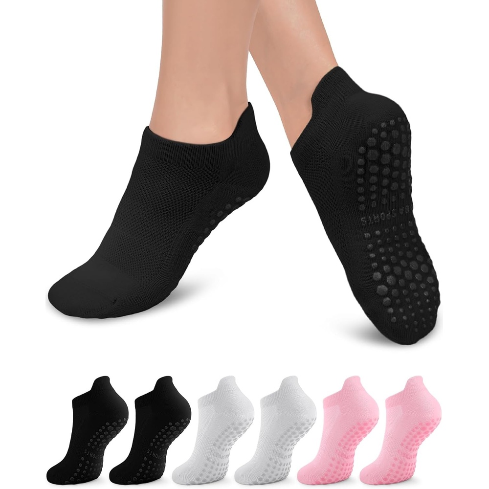 image:imageAoliks Pilates Socks Yoga Socks with Grips for Women Grip Athletic Socks for Pure Barre Ballet Dance Workout Hospital