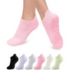 Aoliks 6 Pairs Pilates Grip Socks for Women, Non-slip Yoga Athletic Socks for Barre Ballet Barefoot Workout Hospital(Multicolor 01)