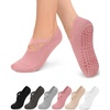 Aoliks 6 Pairs Pilates Grip Socks for Women, Non-slip Yoga Athletic Socks for Barre Ballet Barefoot Workout Hospital(Multicolor 0146)