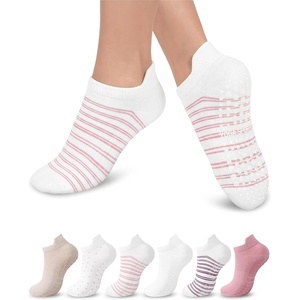 Aoliks 6 Pairs Pilates Grip Socks for Women, Non-slip Yoga Athletic Socks for Barre Ballet Barefoot Workout Hospital(Multicolor 0143)