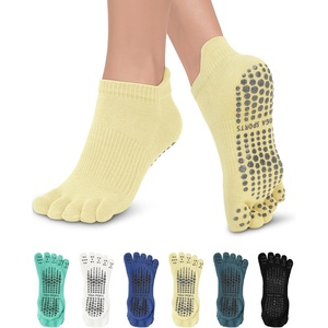 Aoliks 6 Pairs Pilates Grip Socks for Women, Non-slip Yoga Athletic Socks for Barre Ballet Barefoot Workout Hospital(Multicolor 045)
